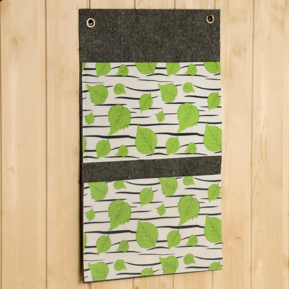 Фото Подвесной органайзер 3 секции Никитинская Мануфактура Березка 30x50x2 см войлок цвет зеленый Фото Подвесной органайзер 3 секции Никитинская Мануфактура Березка 30x50x2 см войлок цвет зеленый