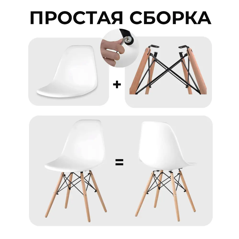 Фото 4 Комплект кухонных стульев 2 шт PROtect 83x41x46 см ABS-пластик цвет белый Фото 4 Комплект кухонных стульев 2 шт PROtect 83x41x46 см ABS-пластик цвет белый