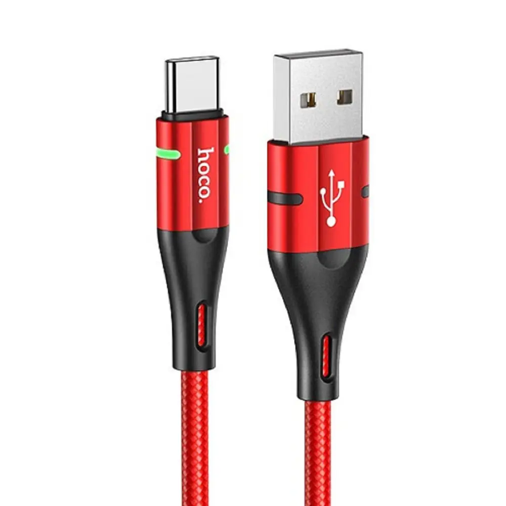Фото 2 Кабель Hoco U93 USB - Type-C 3 А 1.2 м индикатор цвет красный Фото 2 Кабель Hoco U93 USB - Type-C 3 А 1.2 м индикатор цвет красный