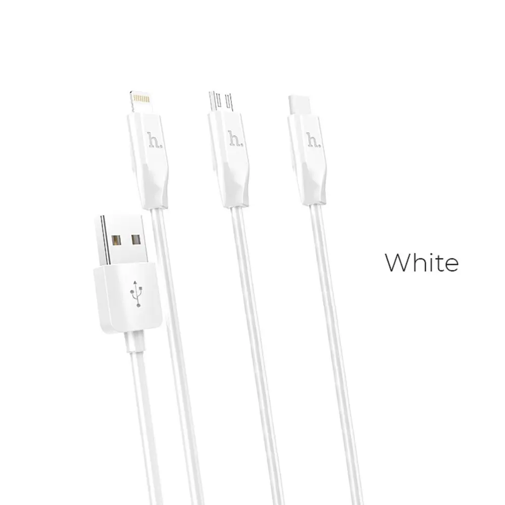Фото 2 Кабель Hoco X1 microUSB/Lightning/Type-C - USB 2.4 А 1 м цвет белый Фото 2 Кабель Hoco X1 microUSB/Lightning/Type-C - USB 2.4 А 1 м цвет белый