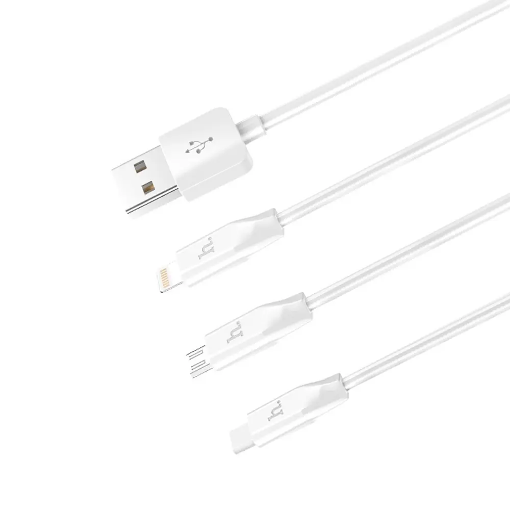 Фото 3 Кабель Hoco X1 microUSB/Lightning/Type-C - USB 2.4 А 1 м цвет белый Фото 3 Кабель Hoco X1 microUSB/Lightning/Type-C - USB 2.4 А 1 м цвет белый