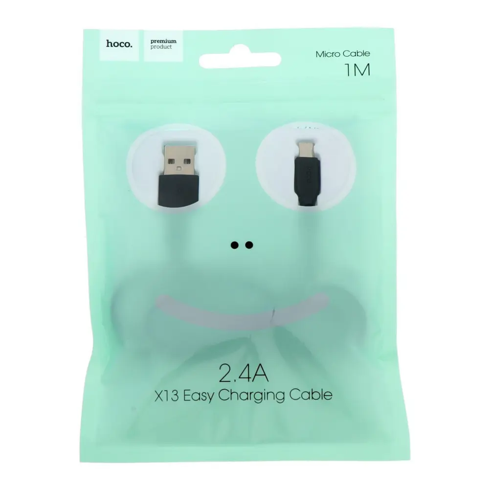 Фото 3 Кабель Hoco X13 microUSB - USB 24 А 1 м ПВХ оплетка цвет чёрный Фото 3 Кабель Hoco X13 microUSB - USB 24 А 1 м ПВХ оплетка цвет чёрный