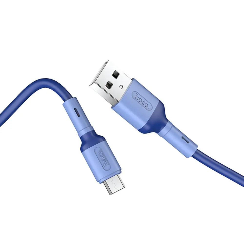 Фото 2 Кабель Hoco X65 microUSB - USB 2.4 А 1 м TPE оплетка синий Фото 2 Кабель Hoco X65 microUSB - USB 2.4 А 1 м TPE оплетка синий