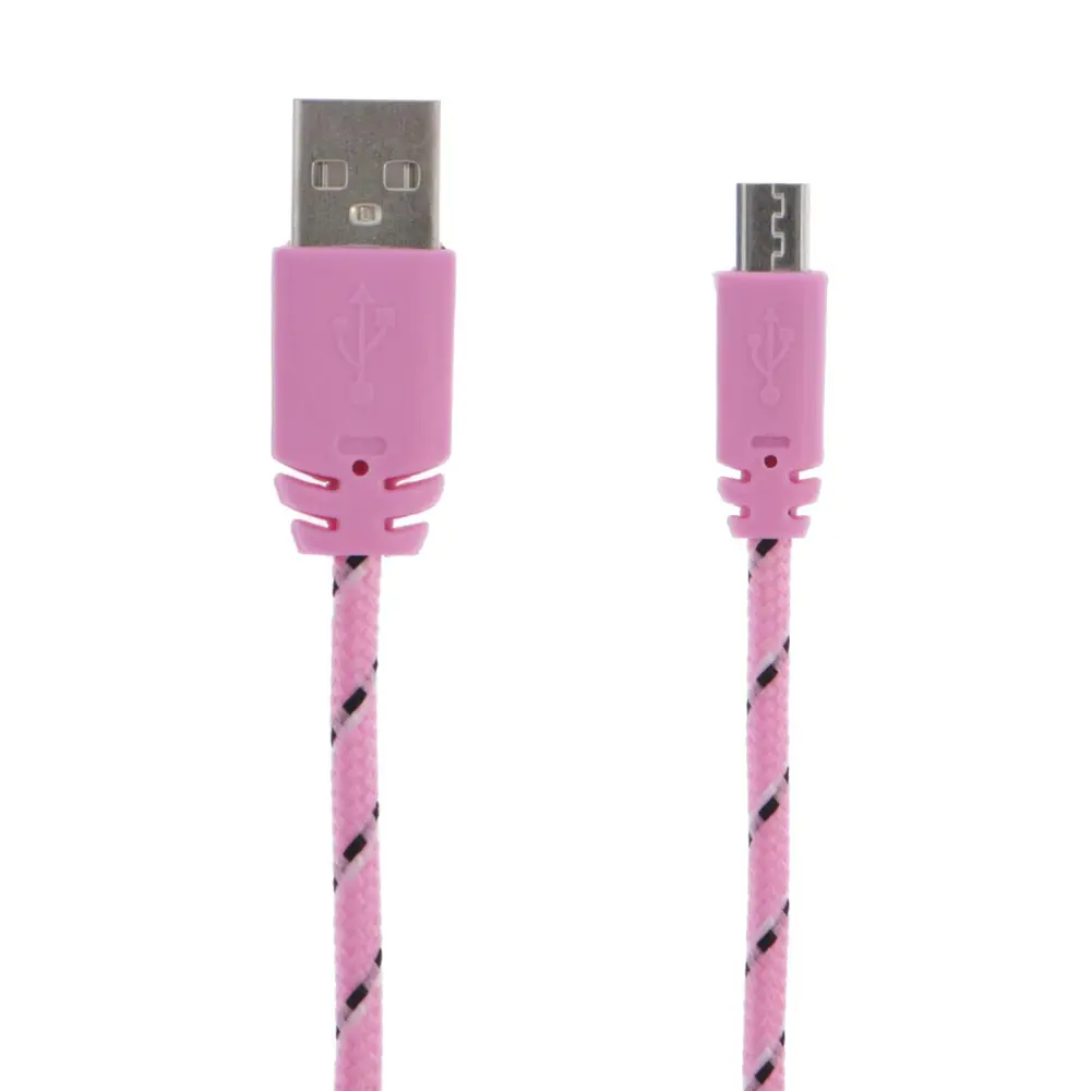 Фото 3 Кабель LuazON microUSB - USB 1 А 0.9 м оплётка нейлон цвет розовый Фото 3 Кабель LuazON microUSB - USB 1 А 0.9 м оплётка нейлон цвет розовый