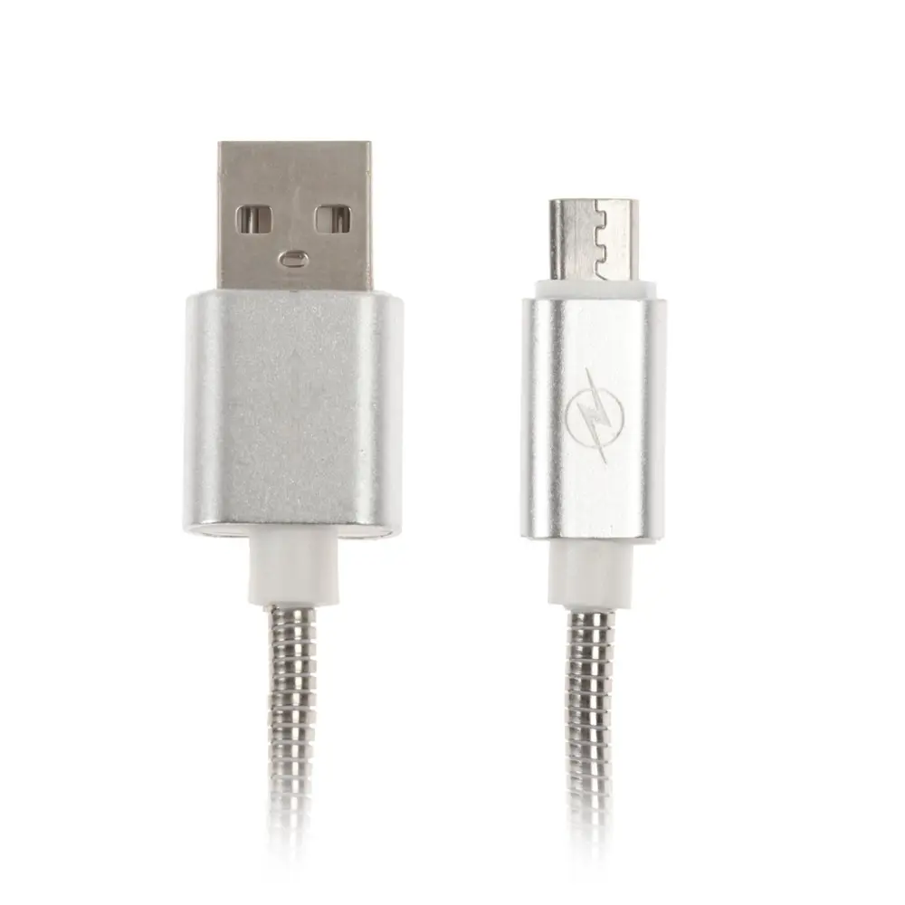 Фото 2 Кабель LuazON microUSB - USB 1 А 1 м оплётка металл цвет серебро Фото 2 Кабель LuazON microUSB - USB 1 А 1 м оплётка металл цвет серебро