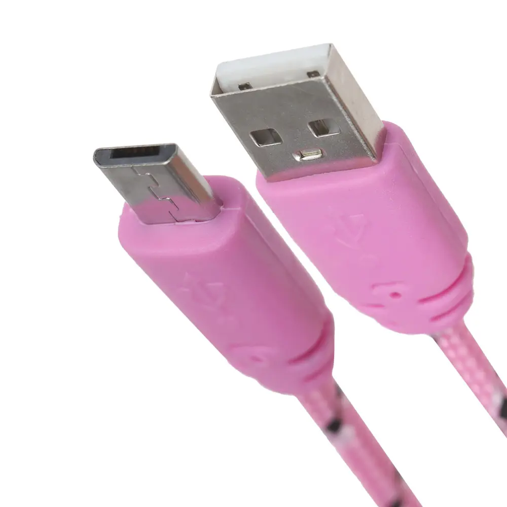 Фото 2 Кабель LuazON microUSB - USB 1 А 0.9 м оплётка нейлон цвет розовый Фото 2 Кабель LuazON microUSB - USB 1 А 0.9 м оплётка нейлон цвет розовый