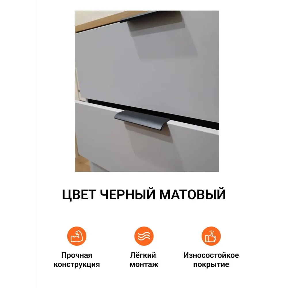 Фото 2 Мебельная ручка-профиль Jet Хэнди Черный матовый 32 мм 7 шт Фото 2 Мебельная ручка-профиль Jet Хэнди Черный матовый 32 мм 7 шт