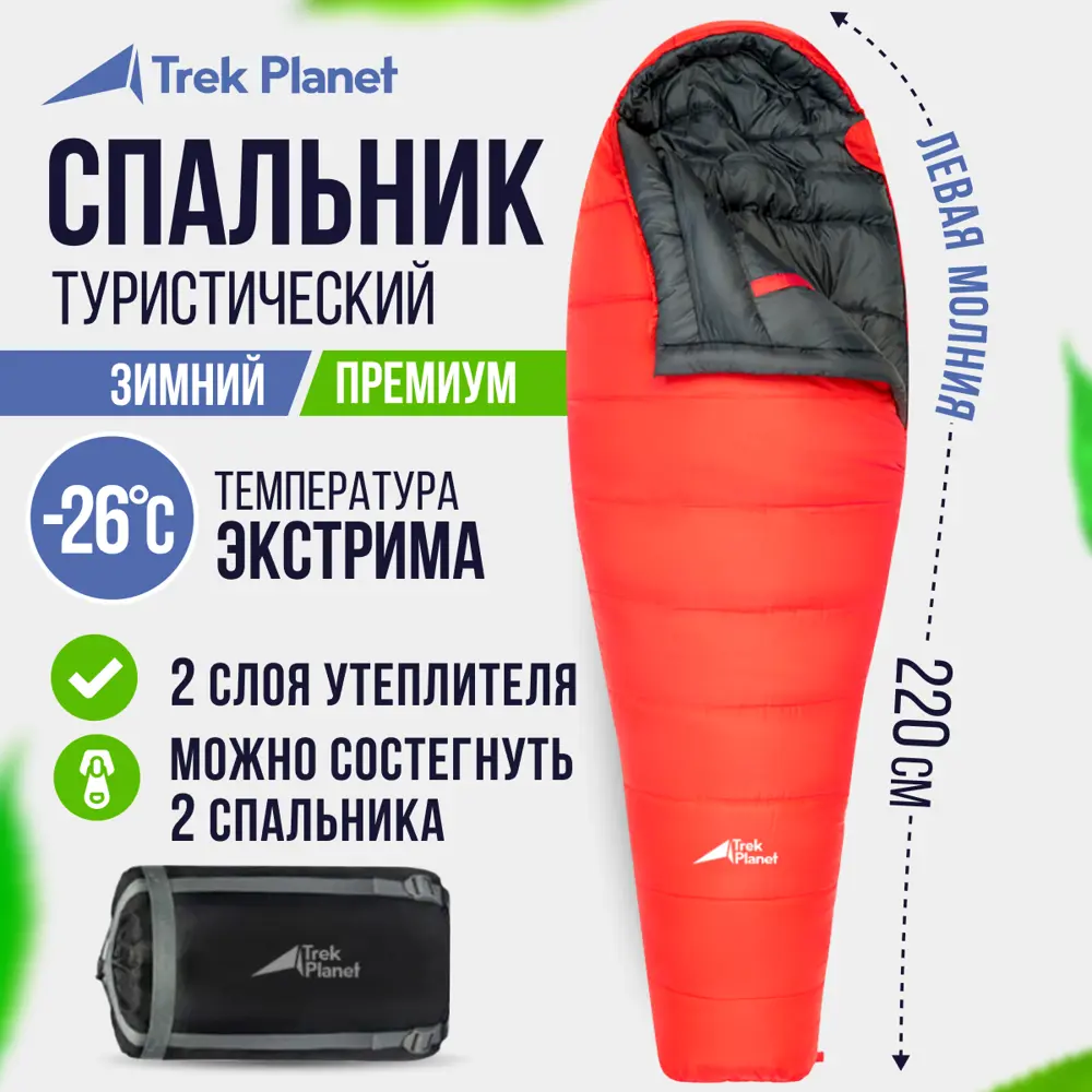 Фото Спальный мешок Trek Planet Norge зимний левая молния цвет красный