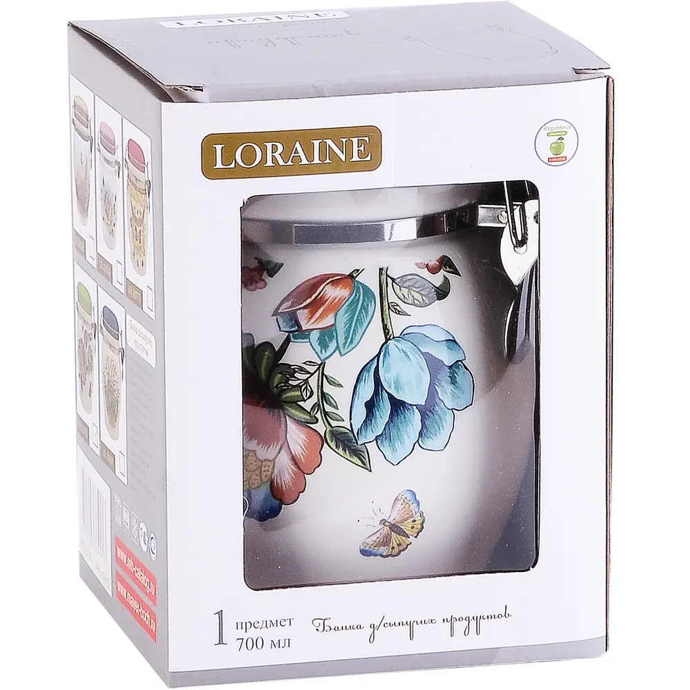 Фото 4 Банка для сыпучих продуктов Loraine Летний букет 0.7 л керамика цвет белый Фото 4 Банка для сыпучих продуктов Loraine Летний букет 0.7 л керамика цвет белый
