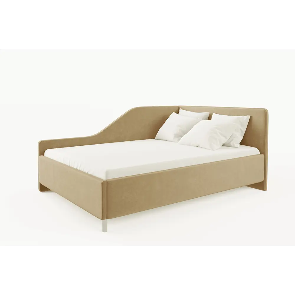 Фото Кровать угловая правая Costa Сюита 100x200 см велюр цвет бежевый Фото Кровать угловая правая Costa Сюита 100x200 см велюр цвет бежевый