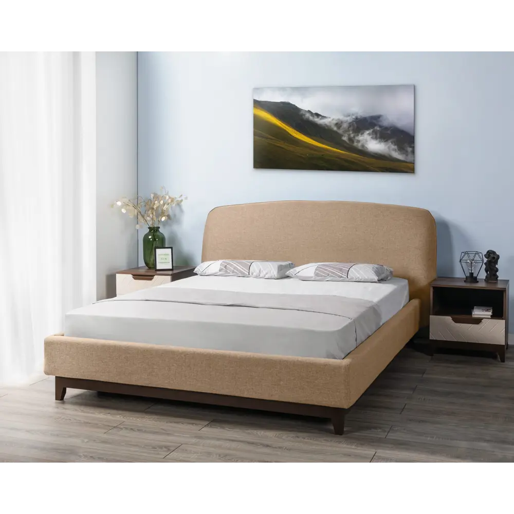 Фото 3 Кровать R-home 1.4 сканди лайт жемчужно-белый 140x200 см рогожка цвет бежевый Фото 3 Кровать R-home 1.4 сканди лайт жемчужно-белый 140x200 см рогожка цвет бежевый