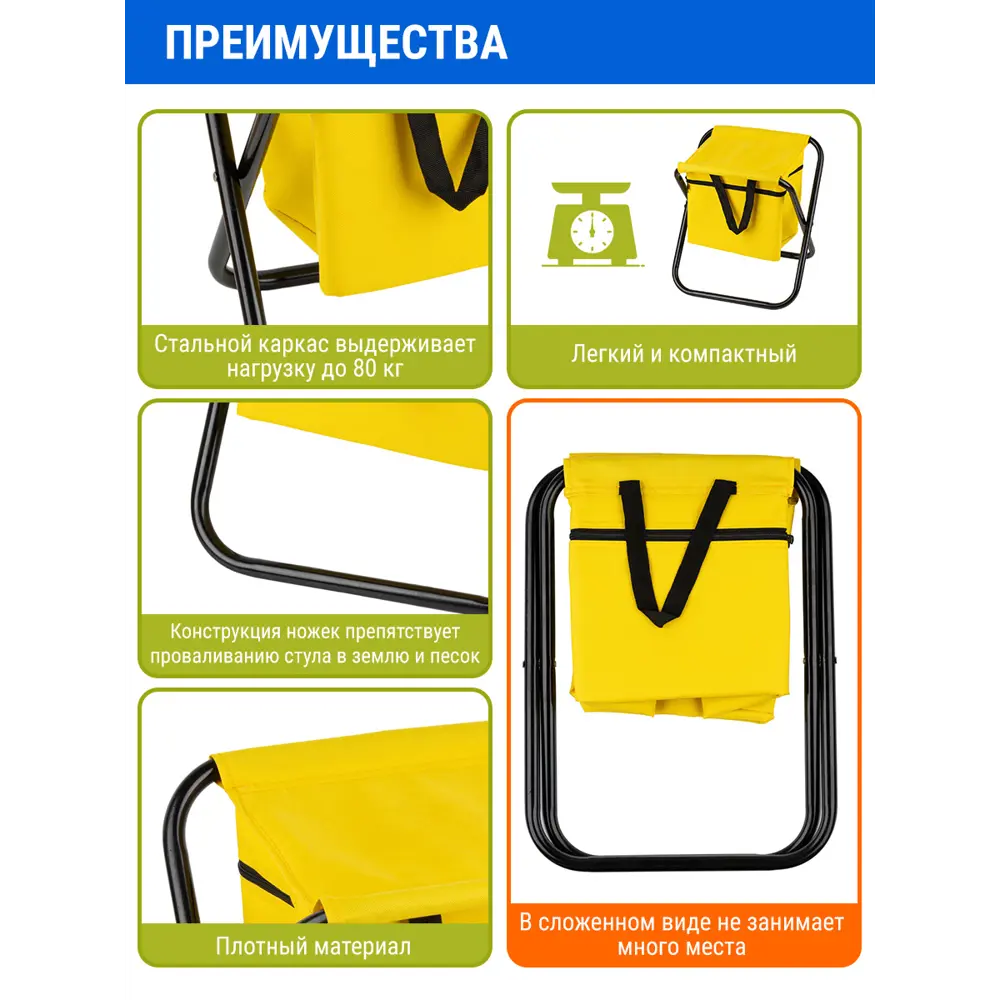 Фото 4 Стул садовый складной Proficamp PC1814-133 31 см х 25 см х 33 см ткань жёлтый/золотой Фото 4 Стул садовый складной Proficamp PC1814-133 31 см х 25 см х 33 см ткань жёлтый/золотой