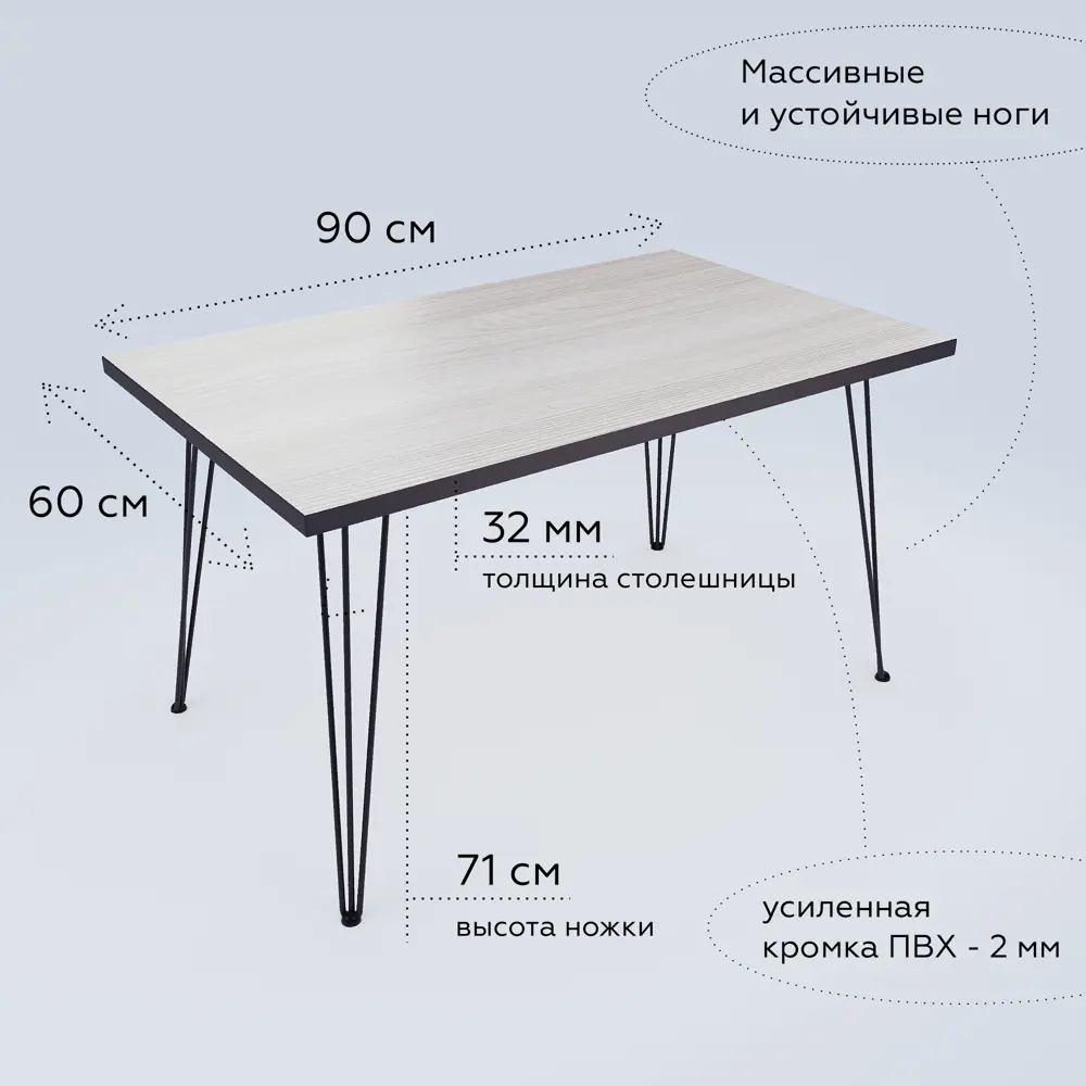 Фото Стол прямоугольный Fabrikka 04.04.02.08 0.8 90x74.2x60 см ЛДСП цвет антрацит/ ясень шимо светлый Фото Стол прямоугольный Fabrikka 04.04.02.08 0.8 90x74.2x60 см ЛДСП цвет антрацит/ ясень шимо светлый
