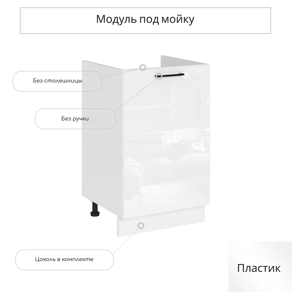 Фото Напольный шкаф под мойку Сурская мебель Эстетик 50x81.6x47.4 см ЛДСП цвет магнолия Фото Напольный шкаф под мойку Сурская мебель Эстетик 50x81.6x47.4 см ЛДСП цвет магнолия