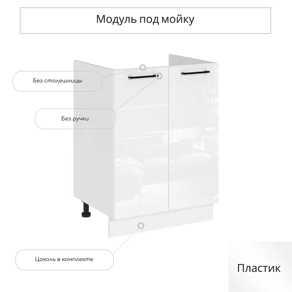 Фото Напольный шкаф под мойку Сурская мебель Эстетик 60x81.6x47.4 см ЛДСП цвет магнолия Фото Напольный шкаф под мойку Сурская мебель Эстетик 60x81.6x47.4 см ЛДСП цвет магнолия