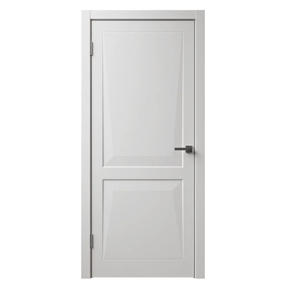 Фото Дверь межкомнатная глухая Интеграл 90x200 см эмаль белый с замком и петлями