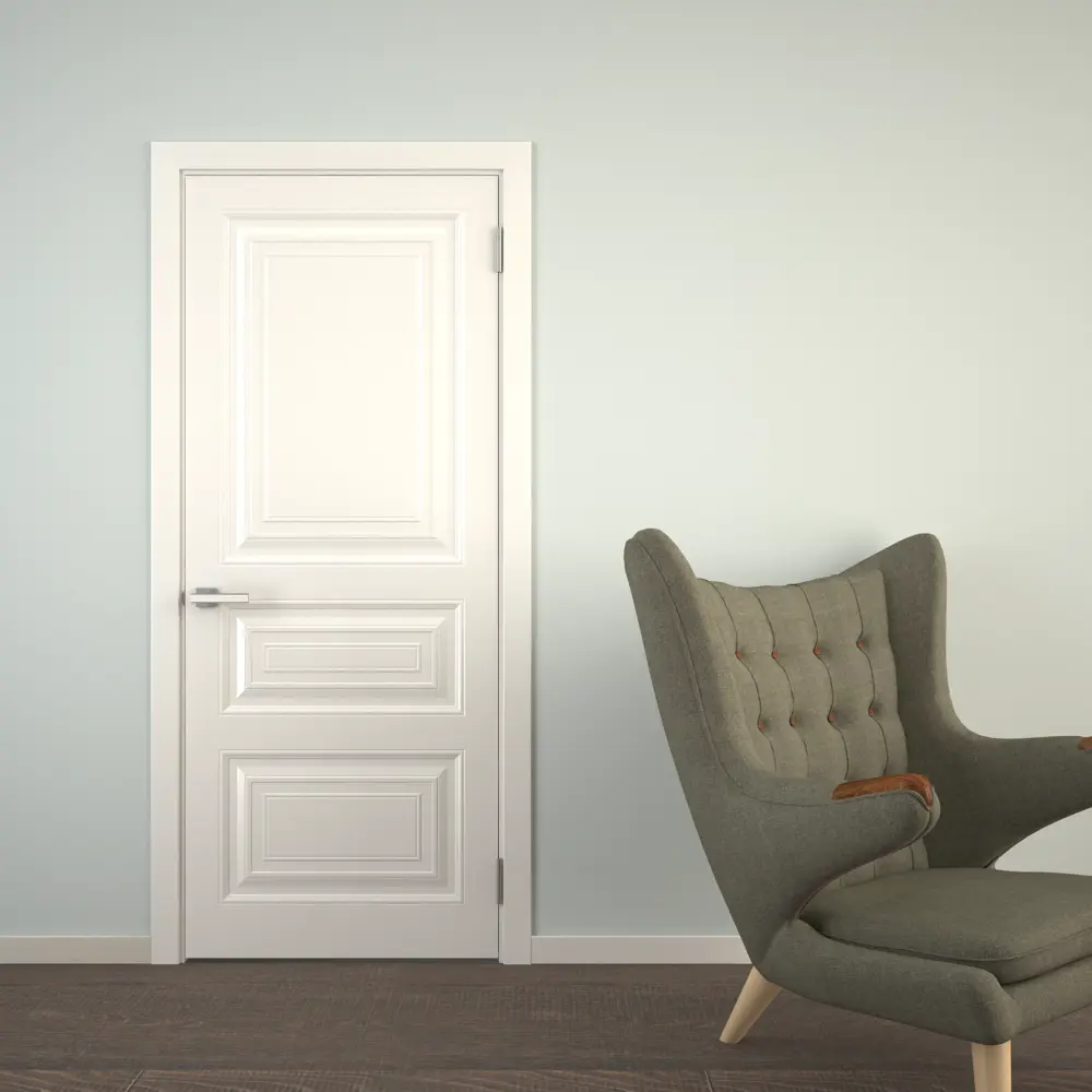 Фото 5 Дверь межкомнатная глухая с петлями в комплекте Ларго 3 40x200 эмаль цвет белый Фото 5 Дверь межкомнатная глухая с петлями в комплекте Ларго 3 40x200 эмаль цвет белый