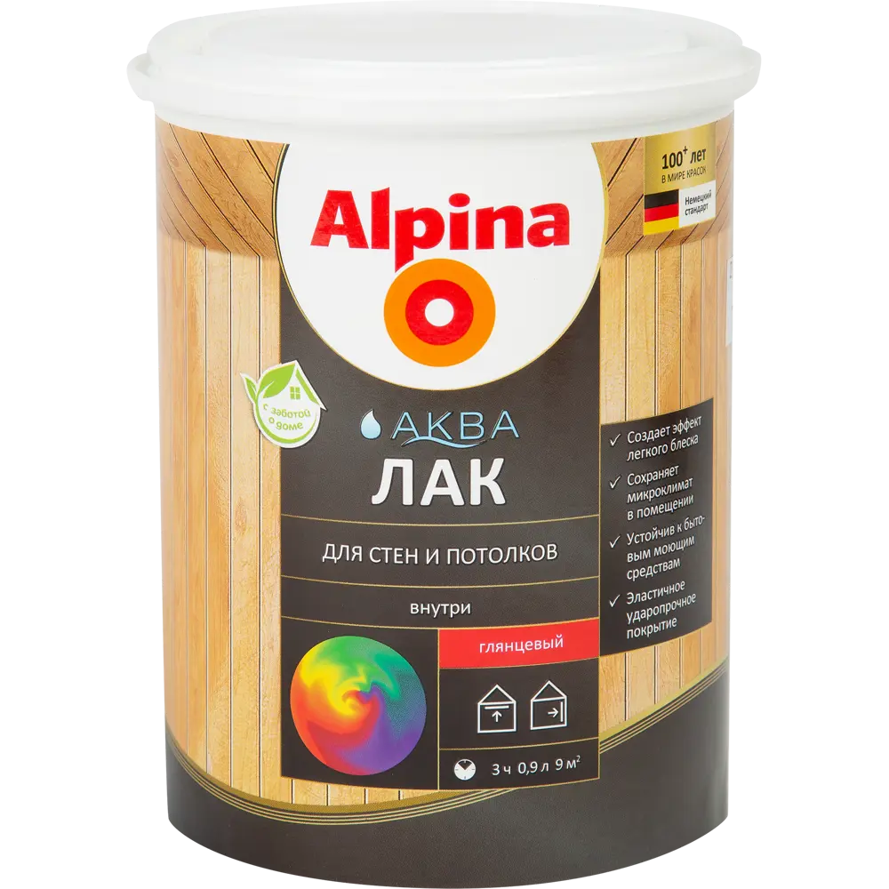 Фото 2 Лак для стен акриловый Alpina Аква-лак цвет прозрачный глянцевый 0.9 л Фото 2 Лак для стен акриловый Alpina Аква-лак цвет прозрачный глянцевый 0.9 л