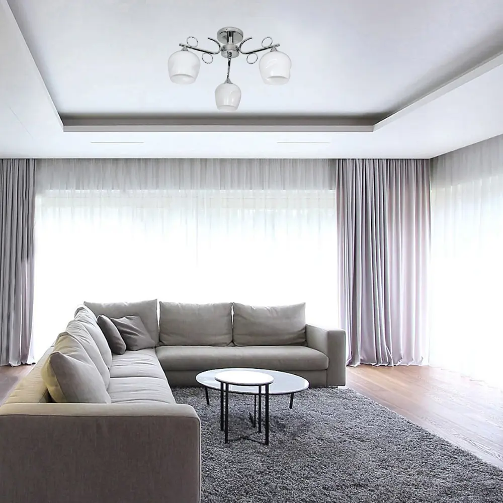 Фото 4 Люстра потолочная Завод Элетех 1005405182 3 лампы 12 м² цвет хром Фото 4 Люстра потолочная Завод Элетех 1005405182 3 лампы 12 м² цвет хром