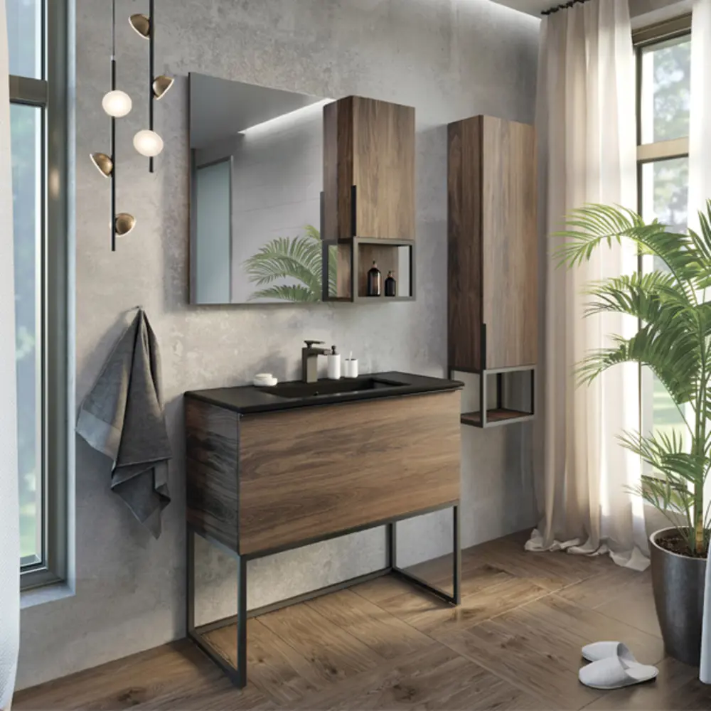 Фото 4 Шкаф подвесной Comforty Равенна лофт 00-00006656cf 88x80см цвет дуб темно-коричневый