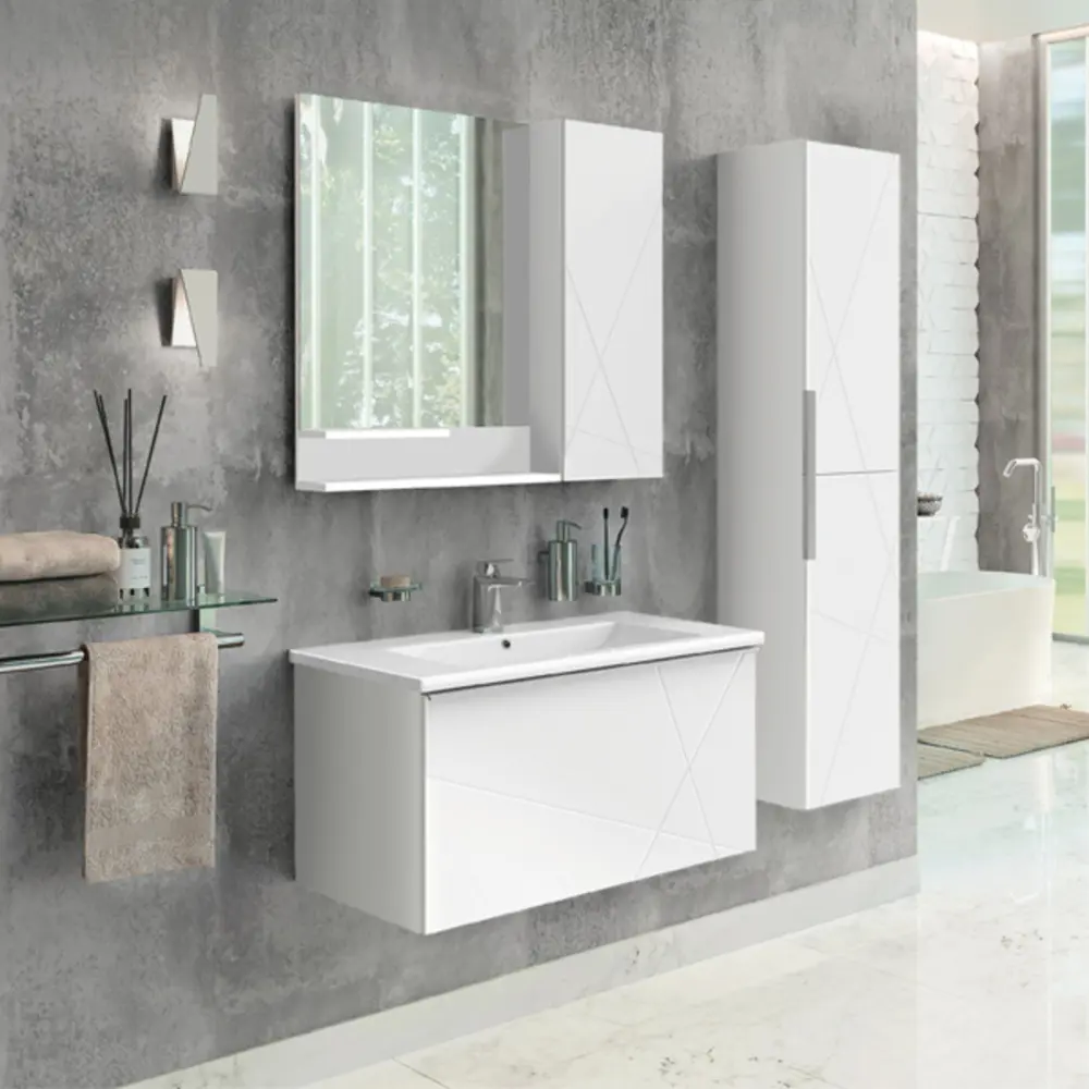Фото 3 Шкаф подвесной Comforty Мерано 00-00010664cf 90x80см цвет белый матовый Фото 3 Шкаф подвесной Comforty Мерано 00-00010664cf 90x80см цвет белый матовый