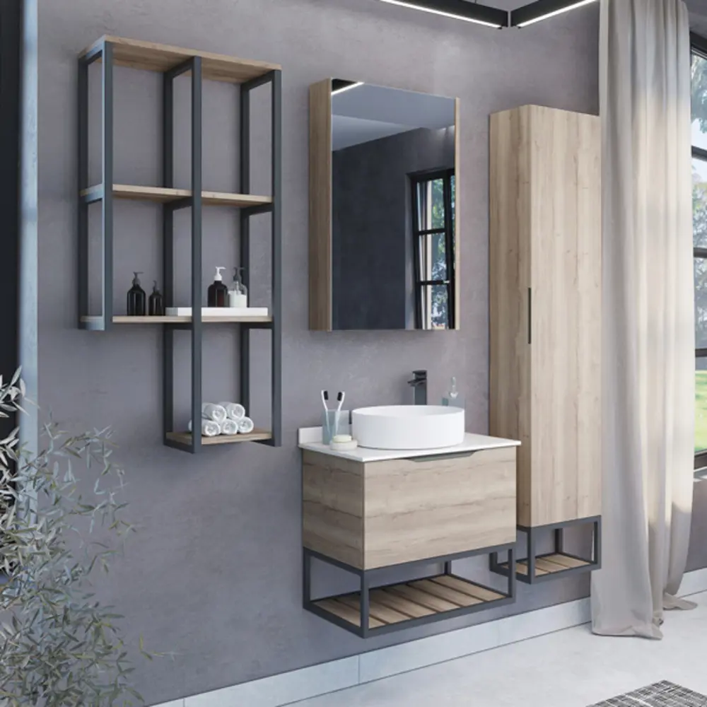 Фото Шкаф подвесной Comforty Порто 00-00009233cf 48.5x80см цвет дуб дымчатый