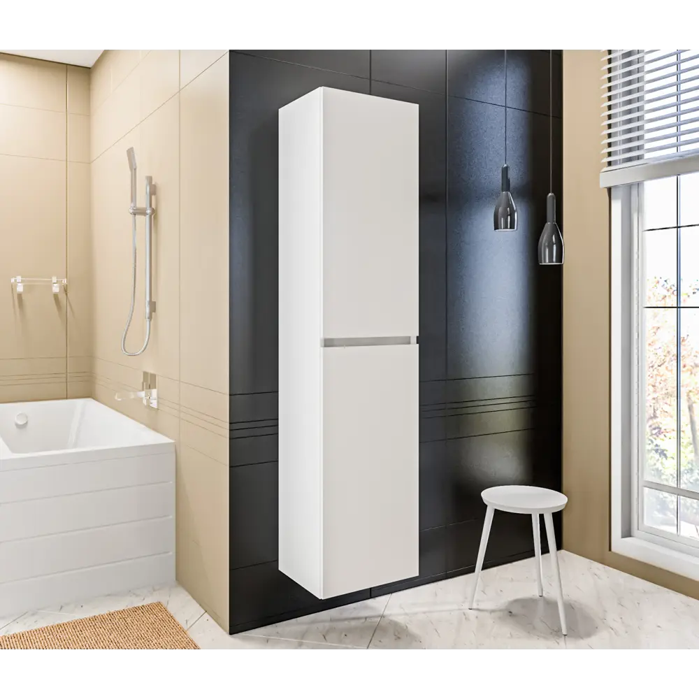 Фото Шкаф подвесной Столплит Люкс 0253155000000 40x170см цвет белый Фото Шкаф подвесной Столплит Люкс 0253155000000 40x170см цвет белый