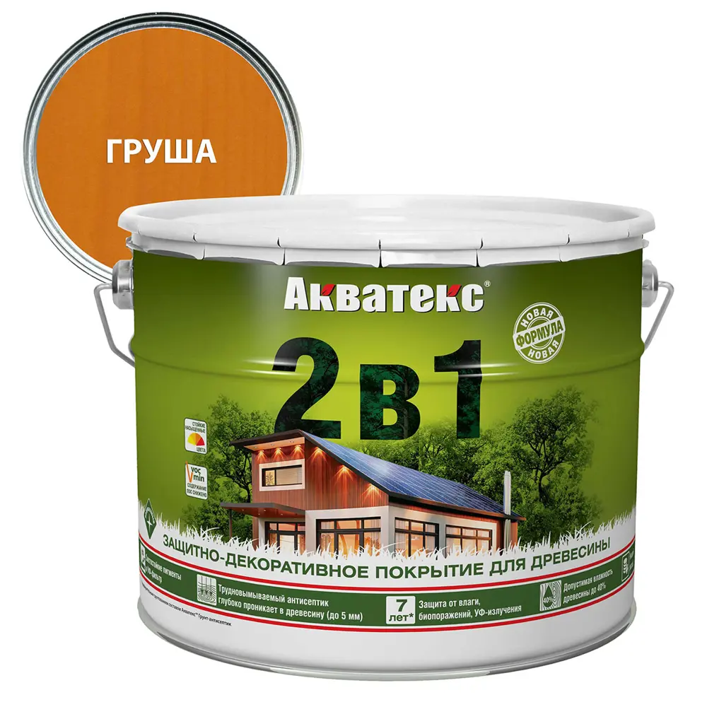 Фото Антисептик защитно-декоративный лессирующий Акватекс 2 в 1 полуматовый цвет груша 9 л Фото Антисептик защитно-декоративный лессирующий Акватекс 2 в 1 полуматовый цвет груша 9 л