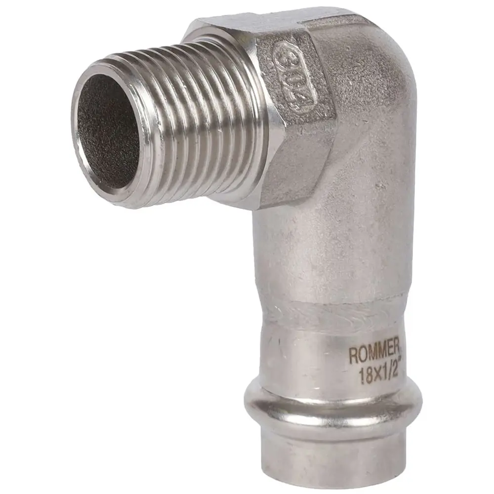 Фото Угол переходной Rommer 1/2"x18 мм ВПр-НР нержавеющая сталь