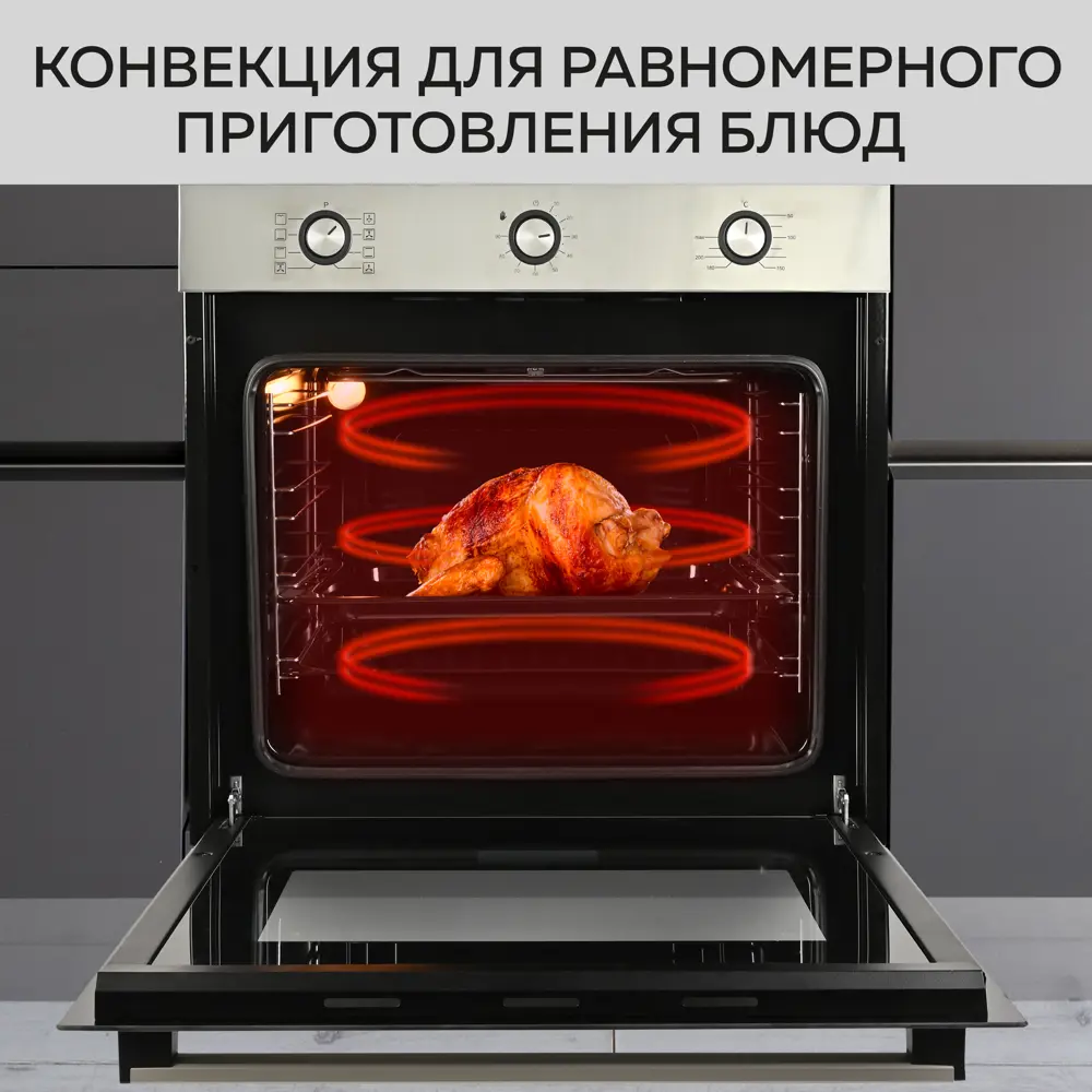 Фото 4 Электрический встраиваемый духовой шкаф Gfgril GF-EO300IN 59.5x59.5x56.6 см цвет нержавеющая сталь