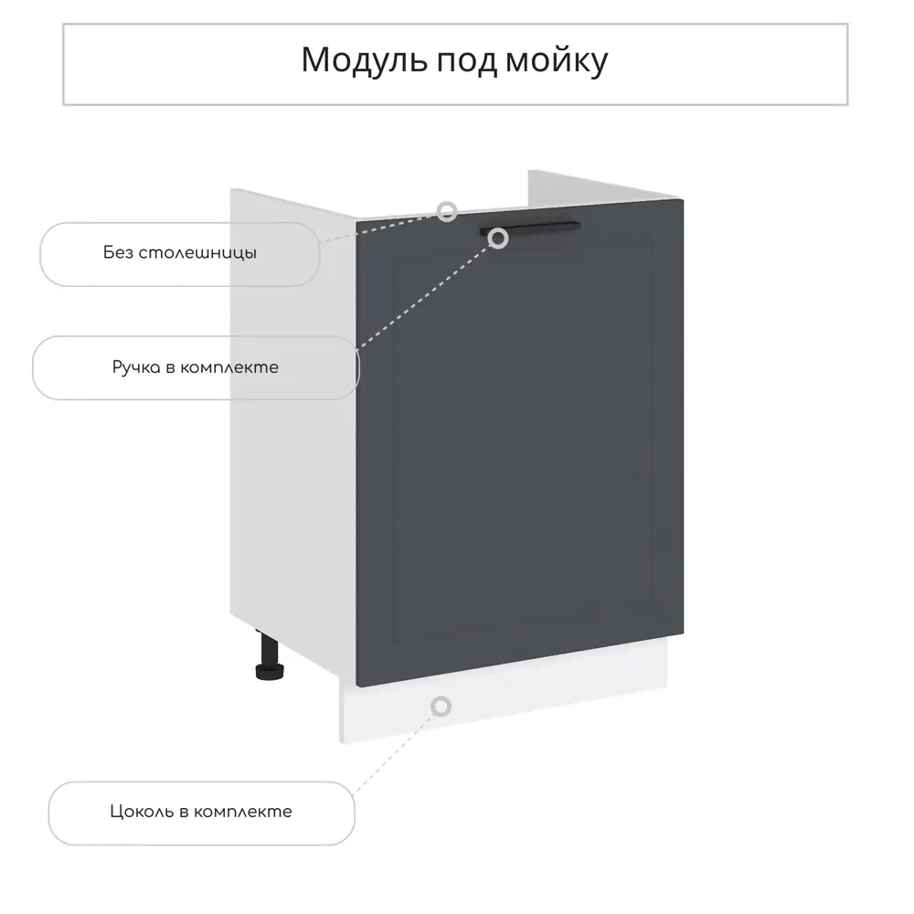 Фото Напольный шкаф под мойку Сурская мебель Глетчер 60x81.6x47.8 см ЛДСП цвет серый Фото Напольный шкаф под мойку Сурская мебель Глетчер 60x81.6x47.8 см ЛДСП цвет серый