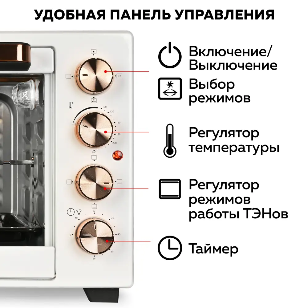 Фото 7 Электропечь Gfgril GFO-38W 39x53x34 см цвет белый Фото 7 Электропечь Gfgril GFO-38W 39x53x34 см цвет белый