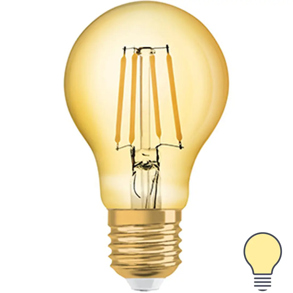 Фото Лампа светодиодная Osram филаментная E27 220-240 В 6.5 Вт/824 груша 725 Лм Фото Лампа светодиодная Osram филаментная E27 220-240 В 6.5 Вт/824 груша 725 Лм