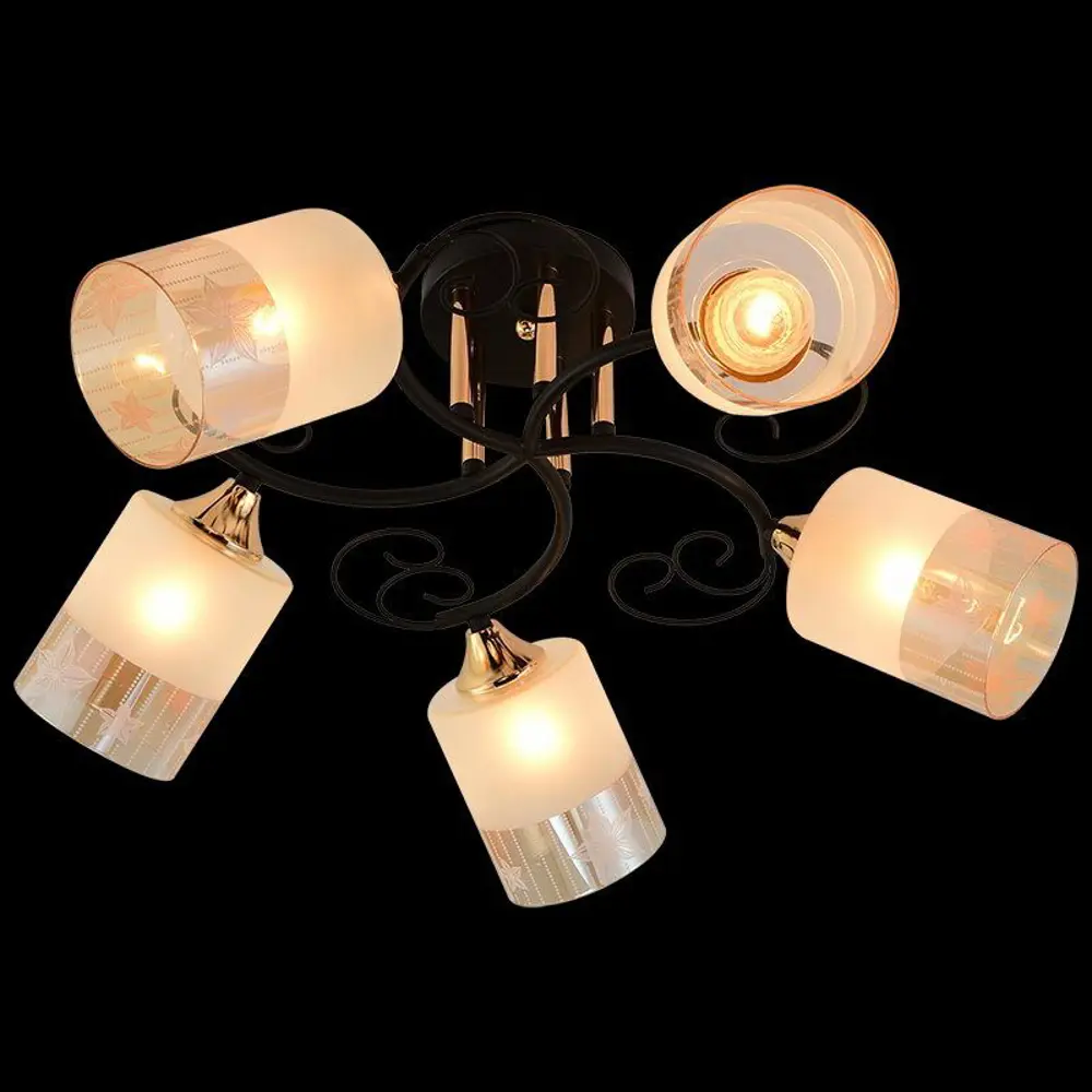 Фото Люстра на штанге ReLuce 01315-0.3-05 bk+fgd 5 ламп 15 м² цвет черный Фото Люстра на штанге ReLuce 01315-0.3-05 bk+fgd 5 ламп 15 м² цвет черный