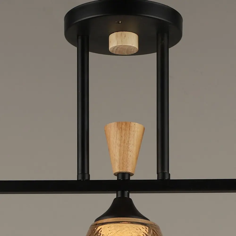 Фото 4 Люстра на штанге Reluce 04864-0.3-03 bk+wood 3 лампы 9 м² цвет черный Фото 4 Люстра на штанге Reluce 04864-0.3-03 bk+wood 3 лампы 9 м² цвет черный