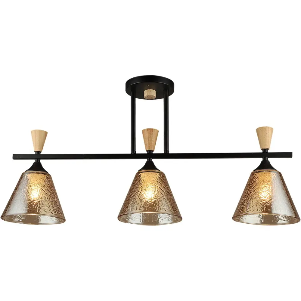 Фото 2 Люстра на штанге Reluce 04864-0.3-03 bk+wood 3 лампы 9 м² цвет черный Фото 2 Люстра на штанге Reluce 04864-0.3-03 bk+wood 3 лампы 9 м² цвет черный