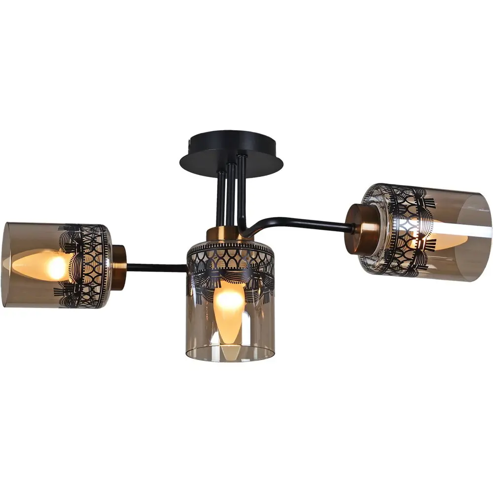 Фото 2 Люстра потолочная Reluce 61714-0.3-2+1 3 лампы 9 м² цвет черный Фото 2 Люстра потолочная Reluce 61714-0.3-2+1 3 лампы 9 м² цвет черный