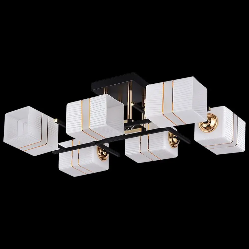 Фото Люстра потолочная Reluce 72101-0.3-06 bk+fgd 6 ламп 12 м² цвет черный Фото Люстра потолочная Reluce 72101-0.3-06 bk+fgd 6 ламп 12 м² цвет черный