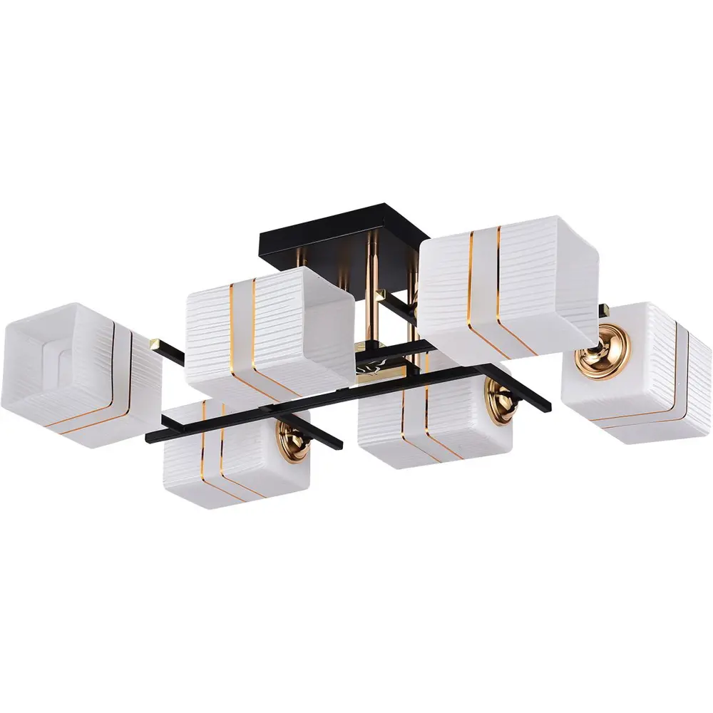 Фото 2 Люстра потолочная Reluce 72101-0.3-06 bk+fgd 6 ламп 12 м² цвет черный Фото 2 Люстра потолочная Reluce 72101-0.3-06 bk+fgd 6 ламп 12 м² цвет черный