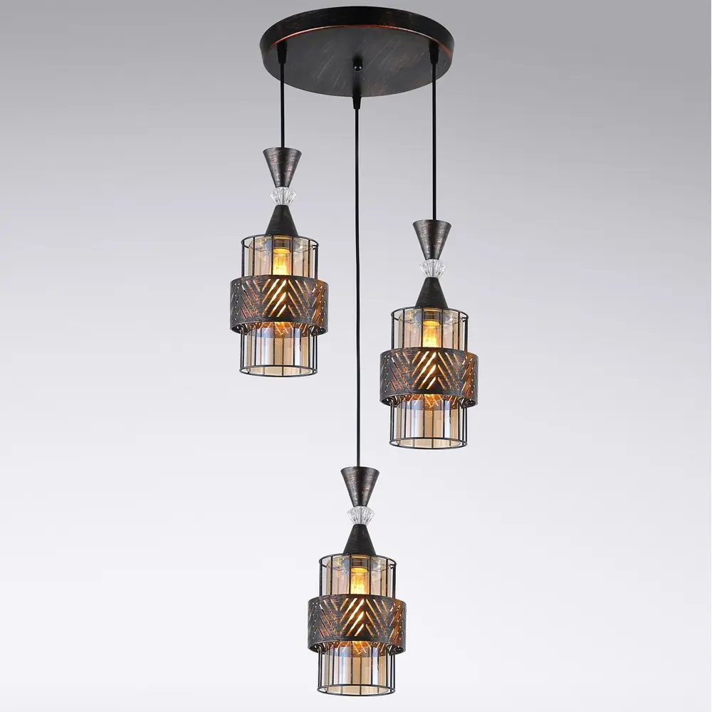 Фото 3 Светильник подвесной Reluce 03116-0.9-03 bk+patina gold 3 лампы 9 м² цвет черный Фото 3 Светильник подвесной Reluce 03116-0.9-03 bk+patina gold 3 лампы 9 м² цвет черный