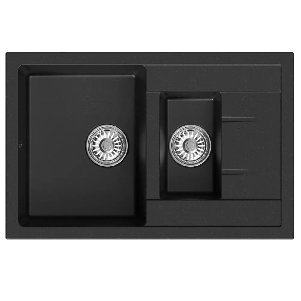 Фото 2 Врезная мойка Mixline ML-GM22 50x77x19 см искусственный камень цвет ультра-черный