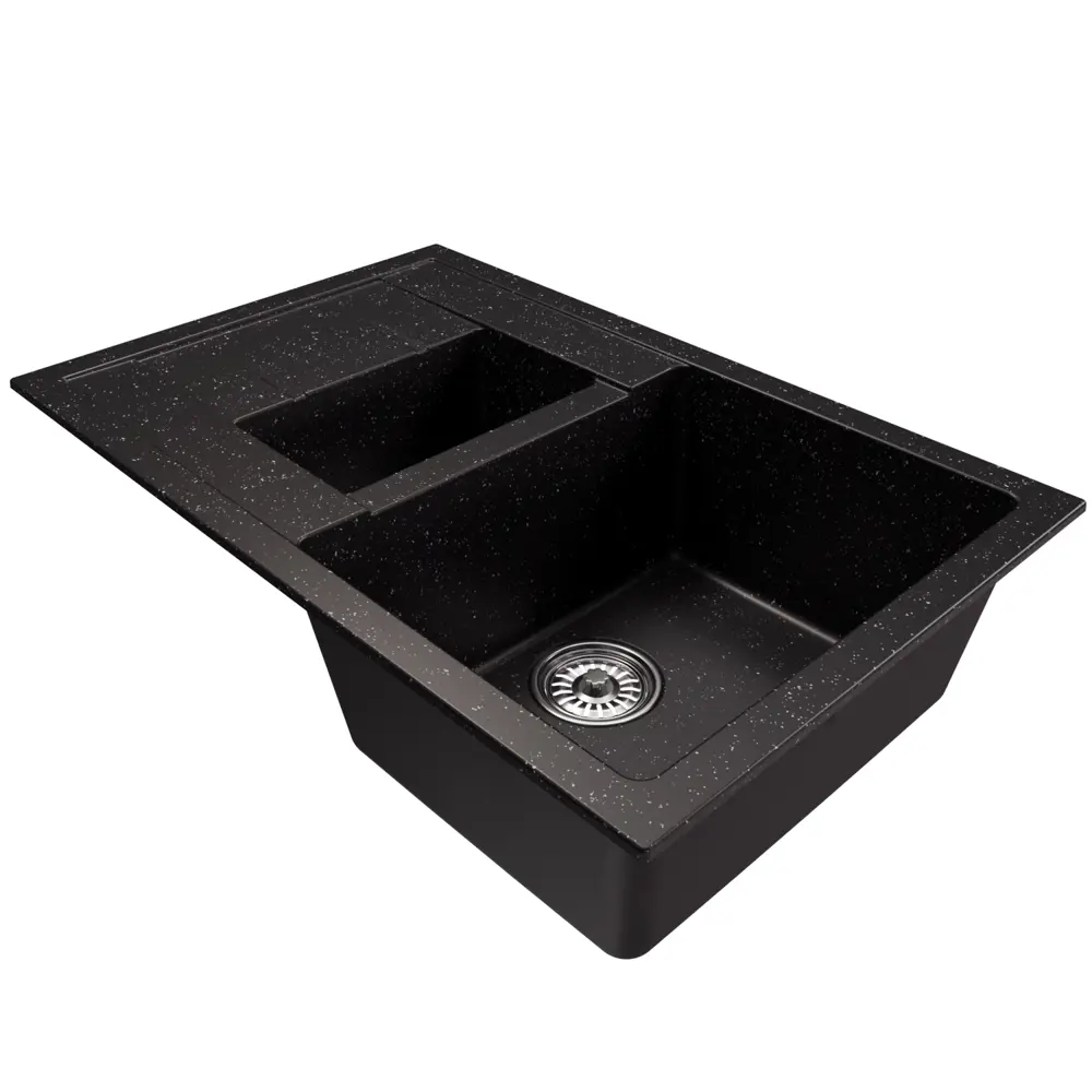 Фото Врезная мойка Mixline ML-GM22 308 50x77x19 см искусственный камень цвет черный
