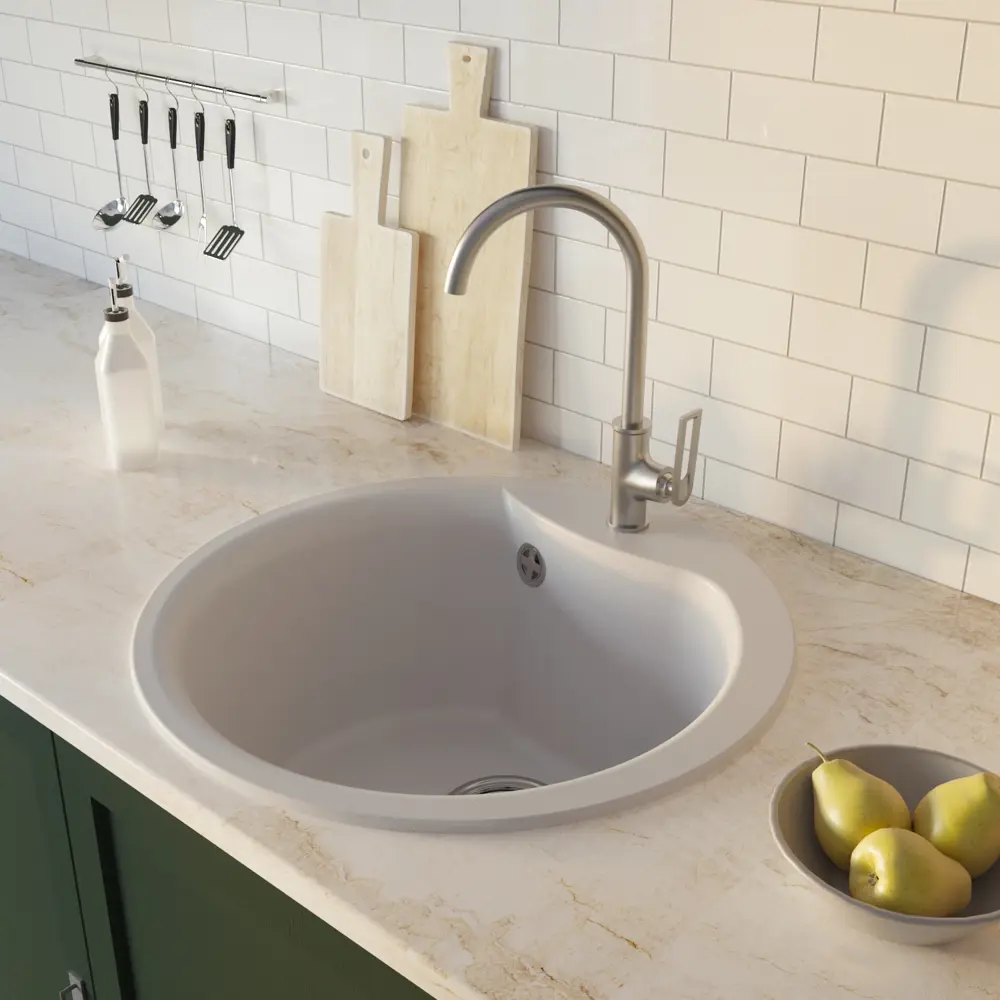 Фото 4 Врезная мойка Mixline ML-GM12 (331) NEW 48x48x20 см искусственный камень цвет белый Фото 4 Врезная мойка Mixline ML-GM12 (331) NEW 48x48x20 см искусственный камень цвет белый