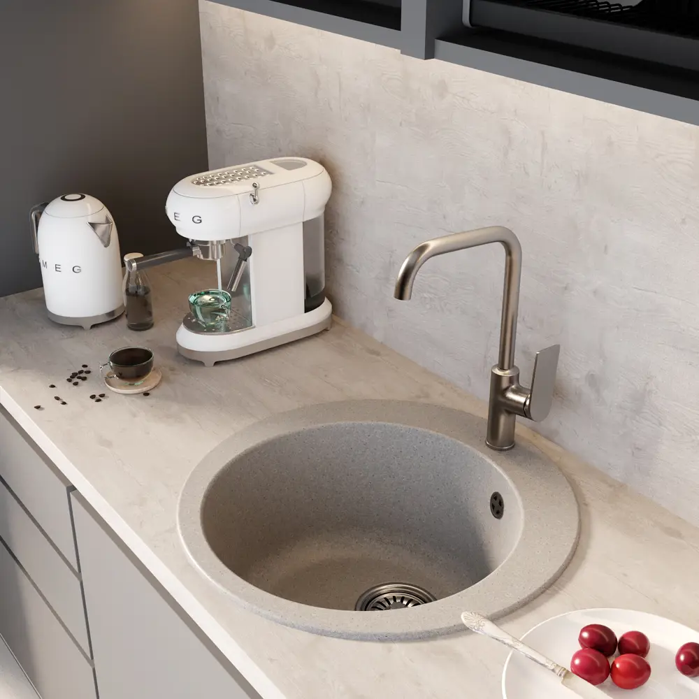 Фото 4 Врезная мойка Mixline ML-GM13 (310) NEW 49x49x20 см искусственный камень цвет серый Фото 4 Врезная мойка Mixline ML-GM13 (310) NEW 49x49x20 см искусственный камень цвет серый