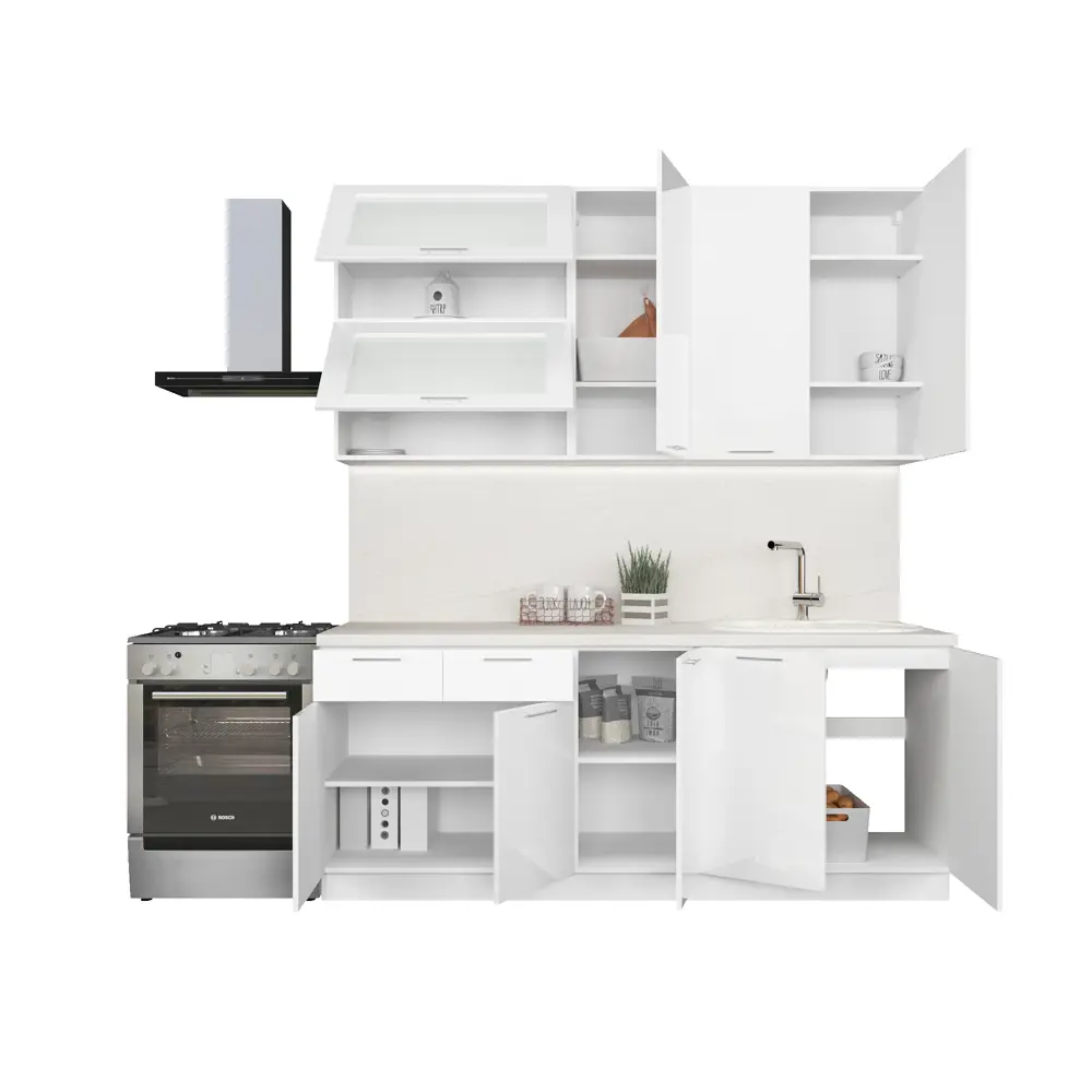 Фото 2 Кухонный гарнитур Сурская мебель Валерия 061 200x234x47.8 см ЛДСП цвет белый глянец Фото 2 Кухонный гарнитур Сурская мебель Валерия 061 200x234x47.8 см ЛДСП цвет белый глянец