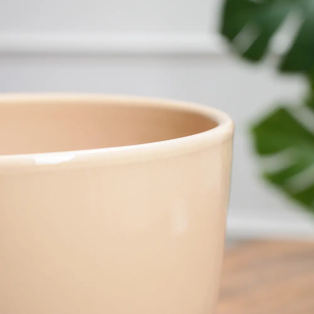 Фото 3 Горшок цветочный 9950702 Simaland 22.5 см 20 см 5 л керамика бежевый без автополива с блюдцем