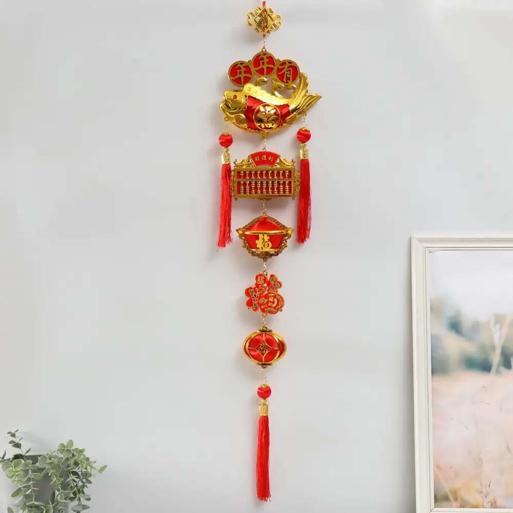 Фото Подвеска интерьерная "Рыба Юй и счеты - На богатство" 20x100 см