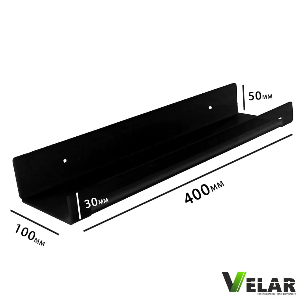 Фото 2 Настенная полка Velar 40x10 см пластик цвет черный