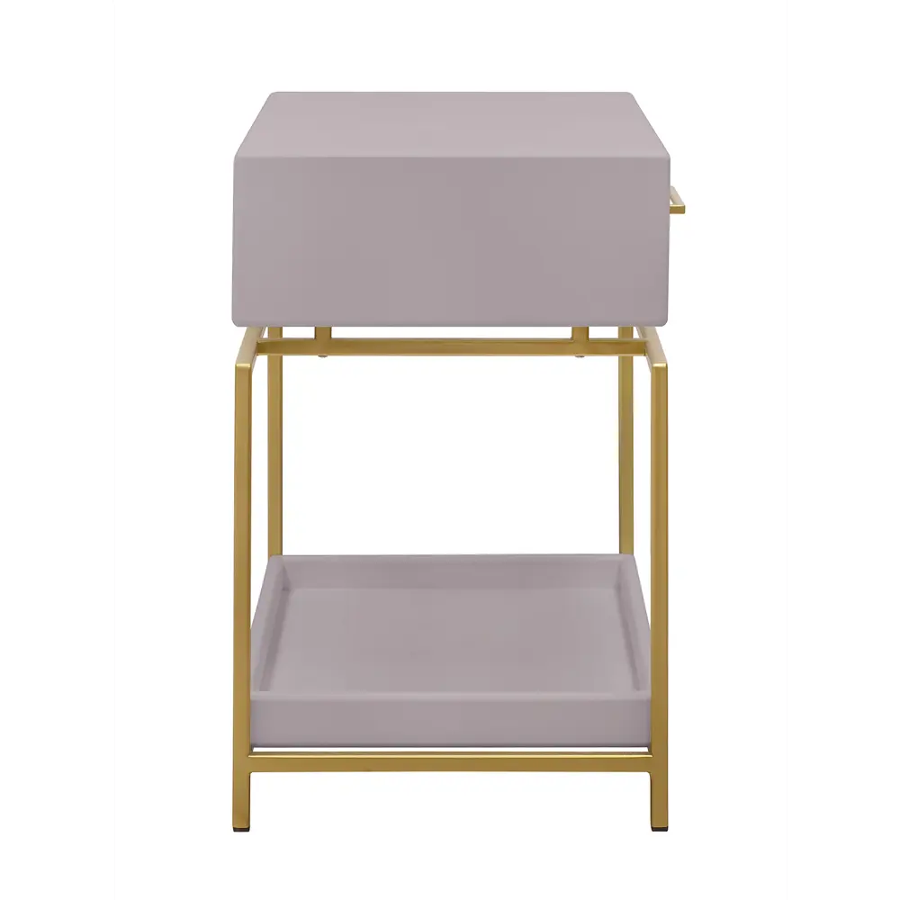 Фото 3 Тумба прикроватная Greenween Karin mini 50x62x37.5 см 1 ящик сталь цвет латте/золотой