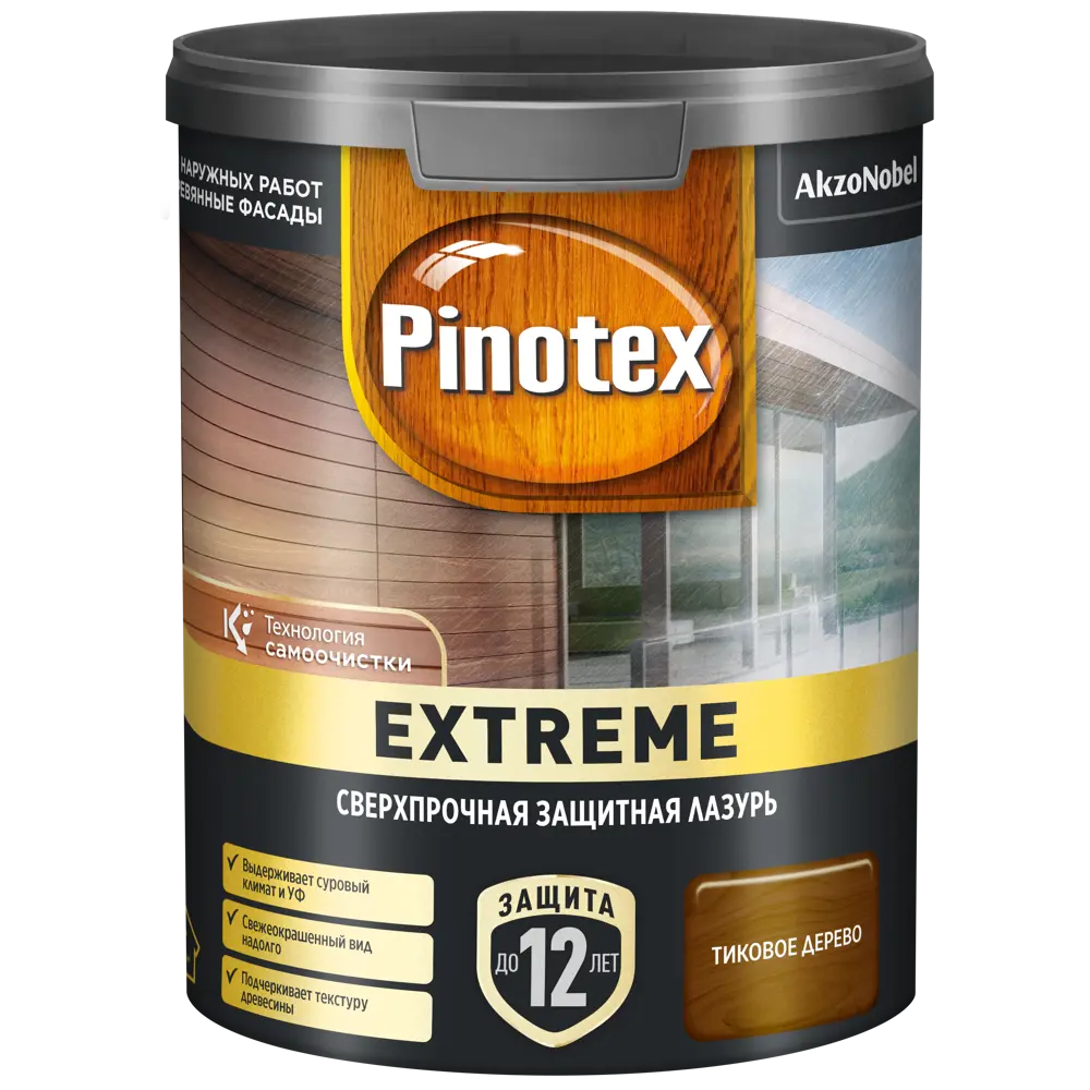 Фото 2 Лазурь для дерева Pinotex Extreme полуматовая тиковое дерево 0.9 л Фото 2 Лазурь для дерева Pinotex Extreme полуматовая тиковое дерево 0.9 л